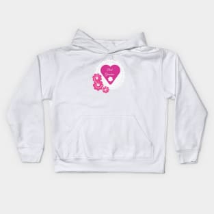 Best Grandma with hearts and Flowers Pink Kids Hoodie